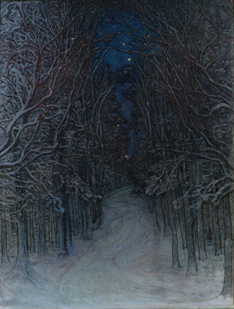 Otto Hesselbom - Winter Night in the Forest