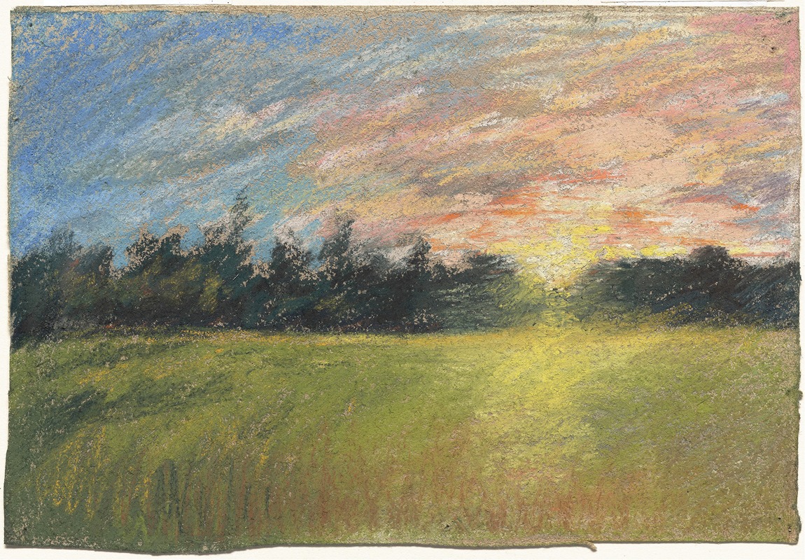 Paul Huet - A Meadow at Sunset