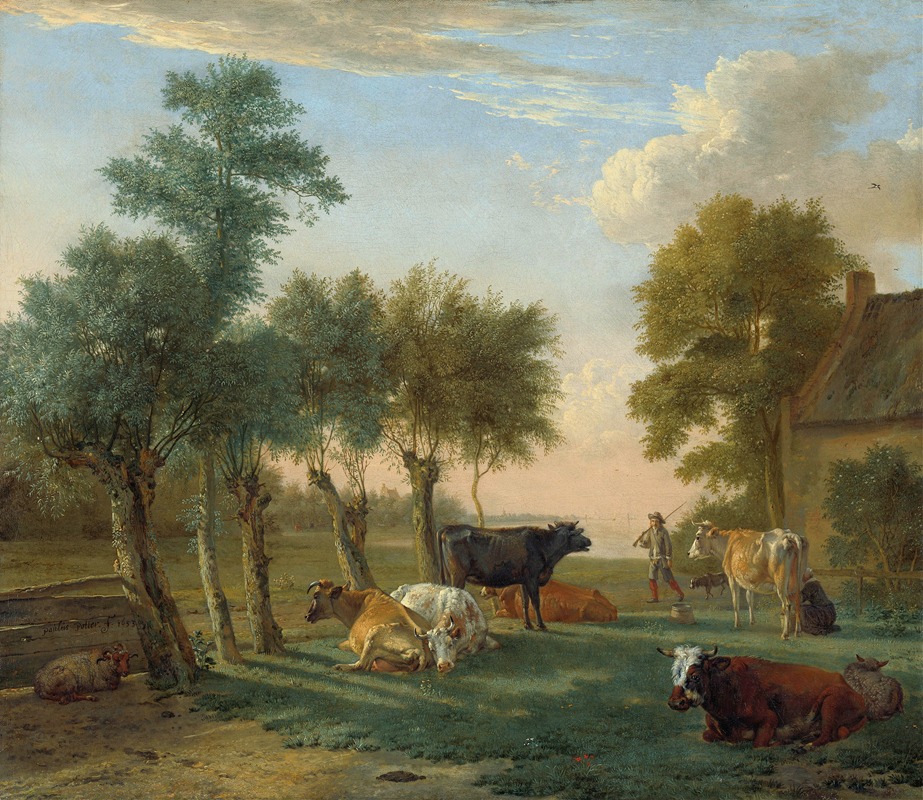 Paulus Potter - Cows in a Meadow near a Farm