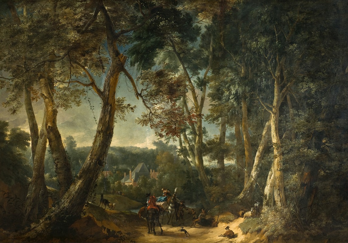 Philips Augustijn Immenraet - Landscape with High Trees near a Ravine