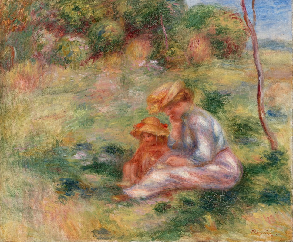 Pierre-Auguste Renoir - Woman and Child in the Grass (Femme avec enfant sur l’herbe)