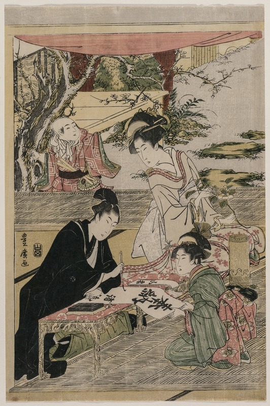 Utagawa Toyohiro - Young Man Writing at a Table