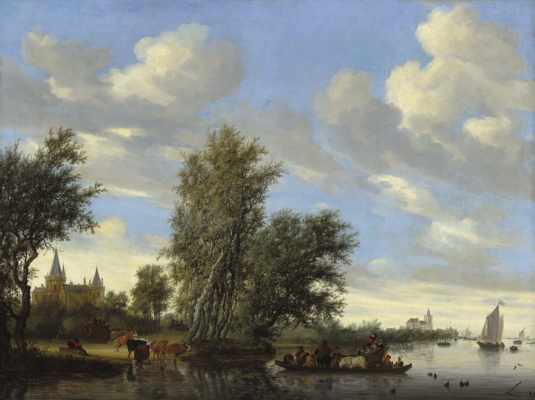 Jacob Salomonsz. van Ruysdael - River Landscape with Ferry