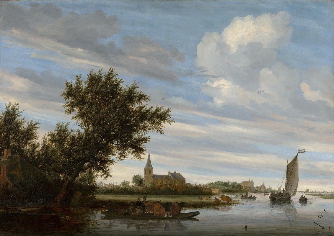 Jacob Salomonsz. van Ruysdael - River View with Church and Ferry