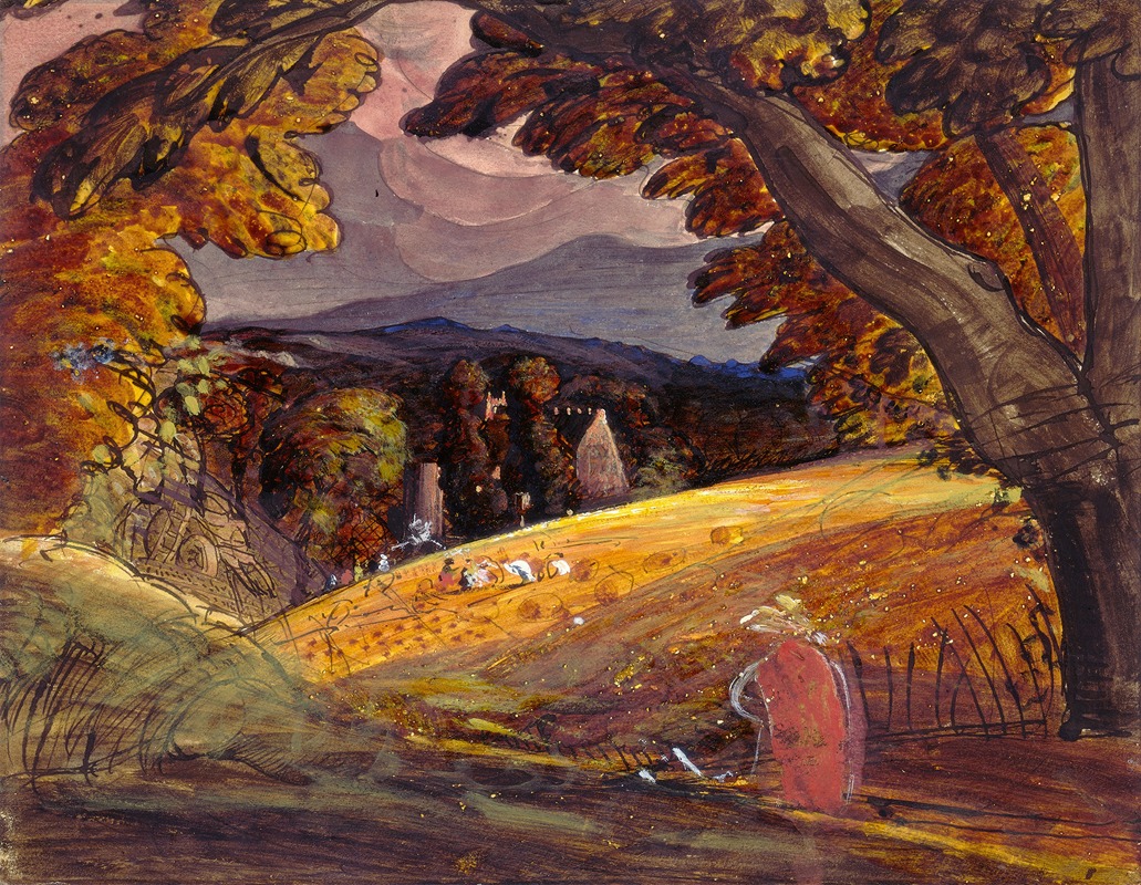 Samuel Palmer - Harvesters by Firelight