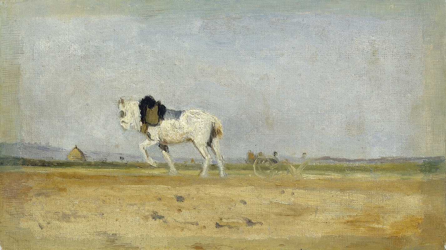 Stanislas Lépine - A Plow Horse in a Field