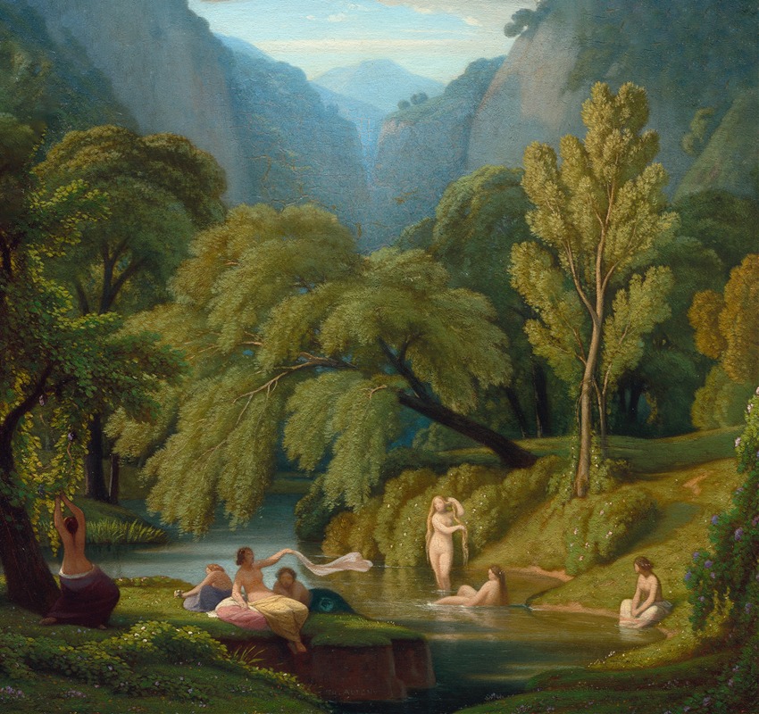 Théodore Caruelle d'Aligny - The Bathers, Souvenir of the Banks of the Anio River at Tivoli