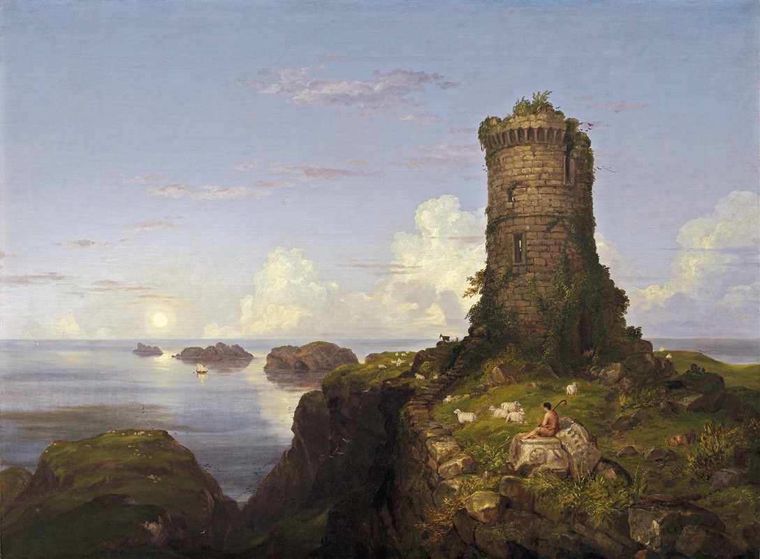 Thomas Cole - Italian Coast Scene with Ruined Tower