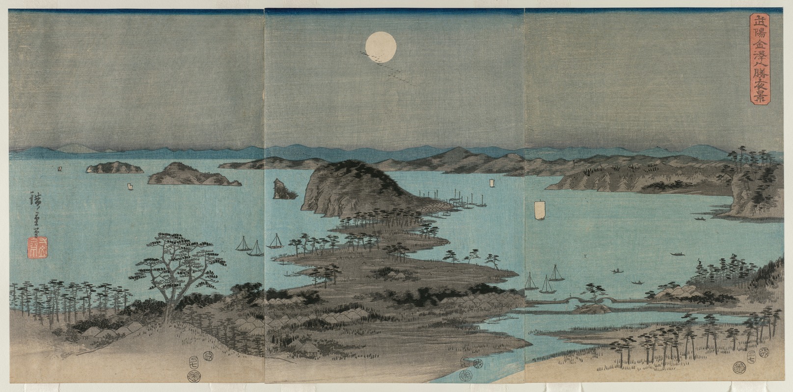 Andō Hiroshige - Eight Views of Kanazawa at Night