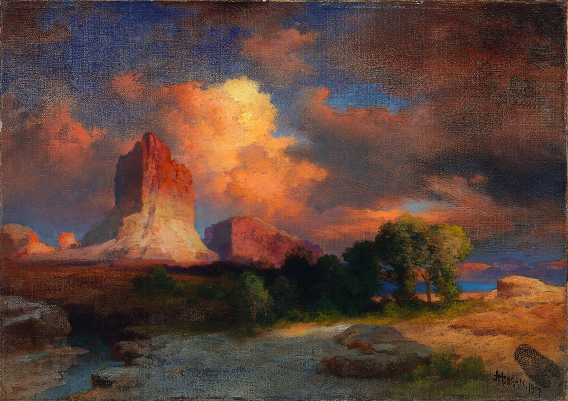 Thomas Moran - Sunset Cloud, Green River, Wyoming