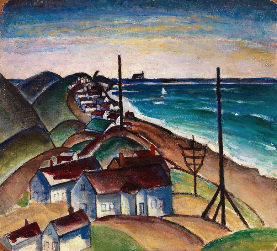 Anonymous - Seascape with Houses on Beach
