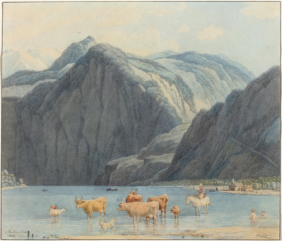 Wilhelm von Kobell - Königsee with the Cliffs of St. Bartholomëe