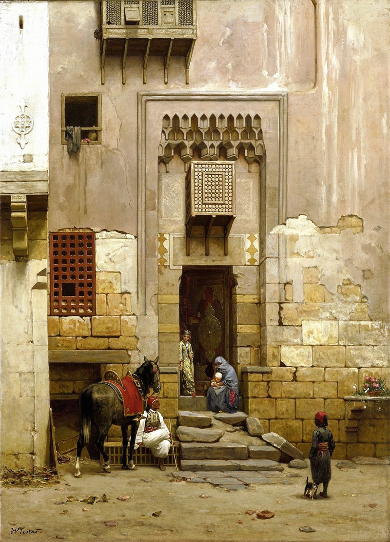 Willem de Famars Testas - The Courtyard of a house in Cairo