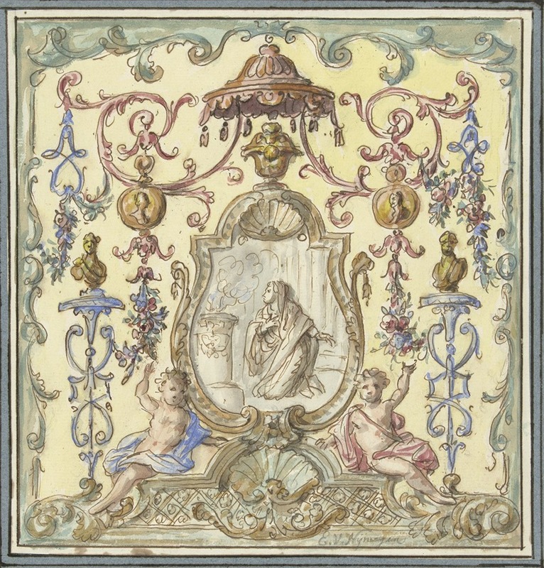Elias van Nijmegen - Ornament met offerende Vestaalse maagd