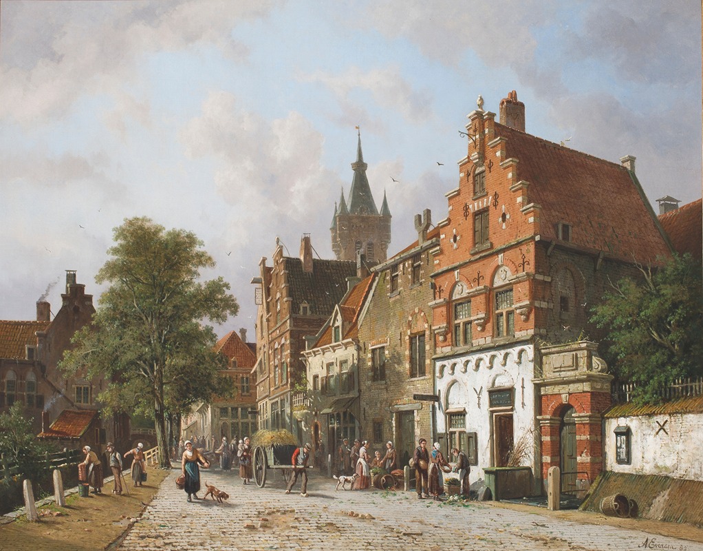 Adrianus Eversen - Delft, With The Prinsenhof In The Distance