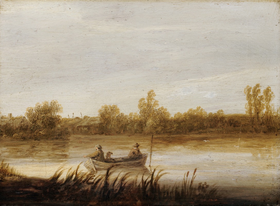 Aelbert Cuyp - River Landscape With Fishermen In A Boat