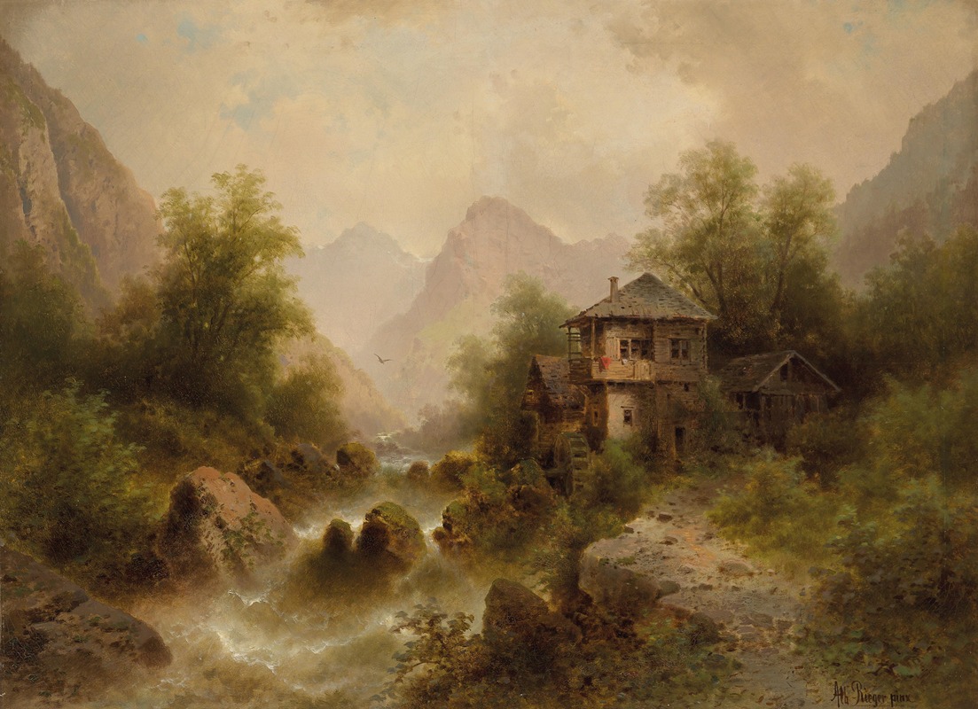 Albert Rieger - Wasserfall Mit Mühle