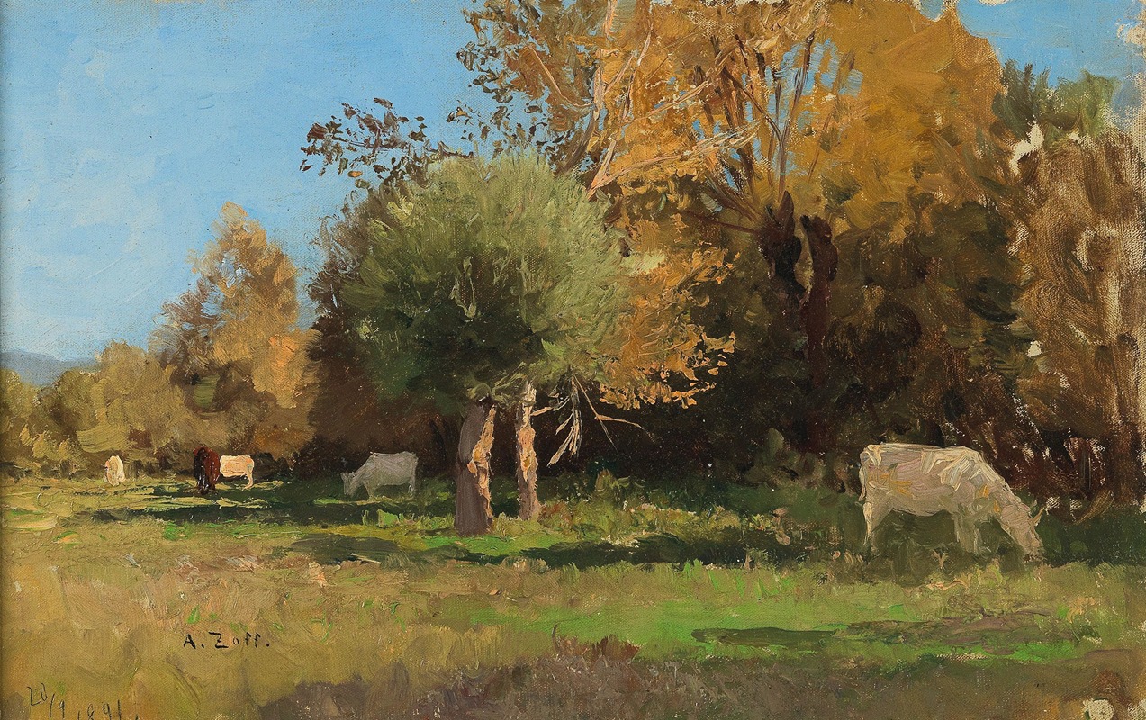 Alfred Zoff - Grazing Cows Near Langenpreising