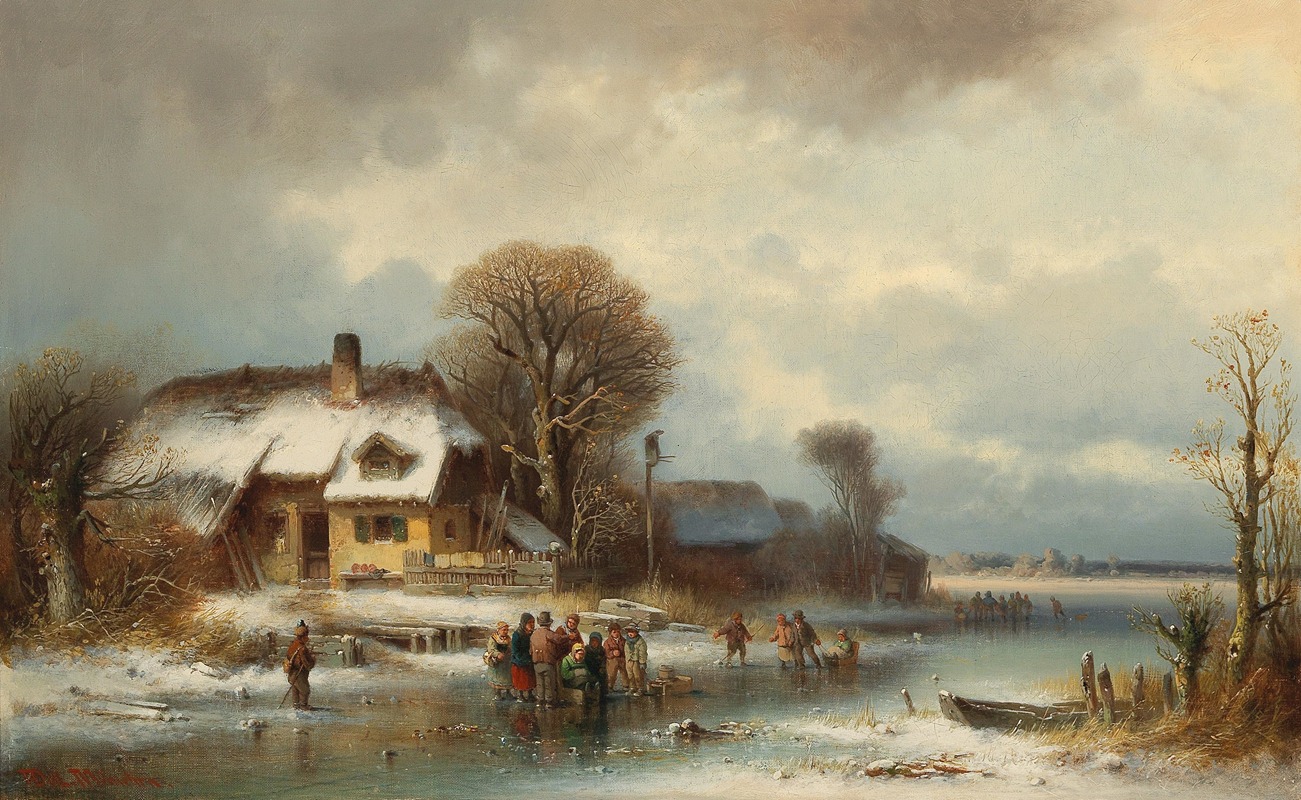 Anton Doll - Winter Landscape With Ice Skaters