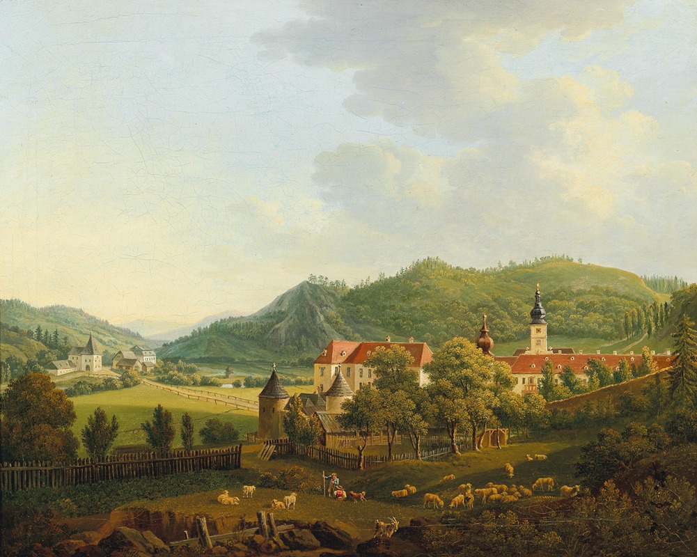 Anton Schiffer - Open Landscape With Monastery