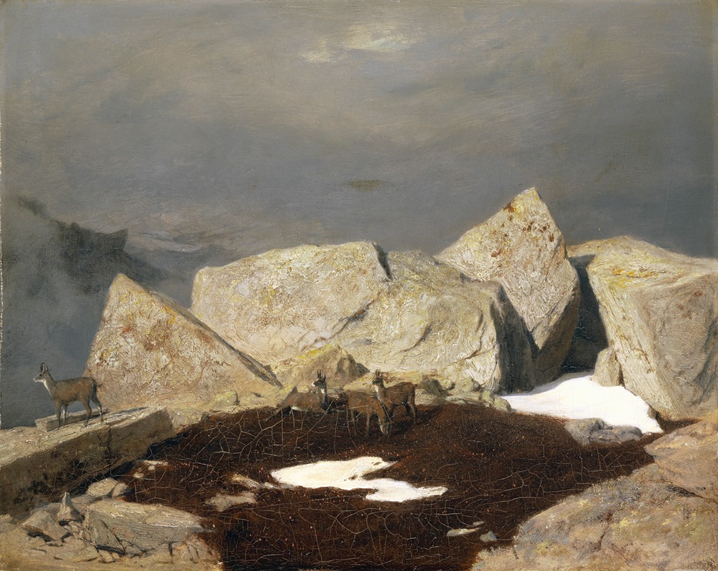 Arnold Böcklin - High Mountain Landscape With Chamois