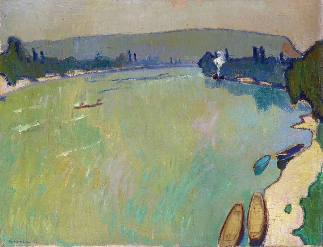 Arnold Fiechter - Landscape At The Rhine (View From The Bridge)