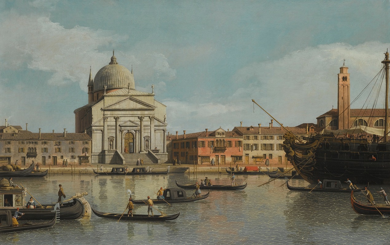 Canaletto - Venice, A View Of The Churches Of The Redentore And San Giacomo, With A Moored Man-Of-War, Gondolas And Barges