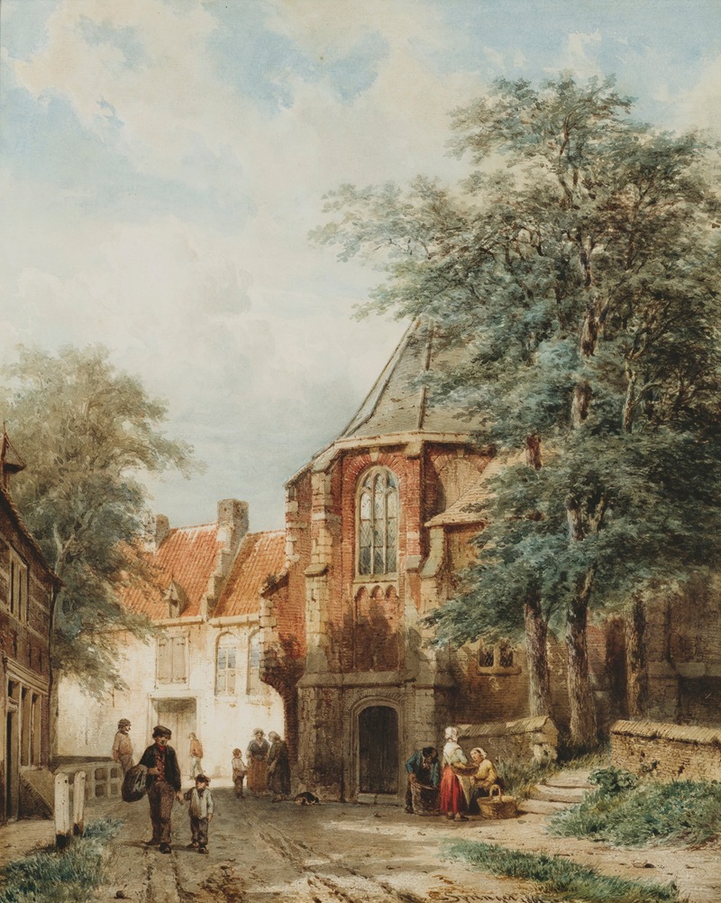 Cornelis Springer - Figures In The Dorpsstraat, Asperen