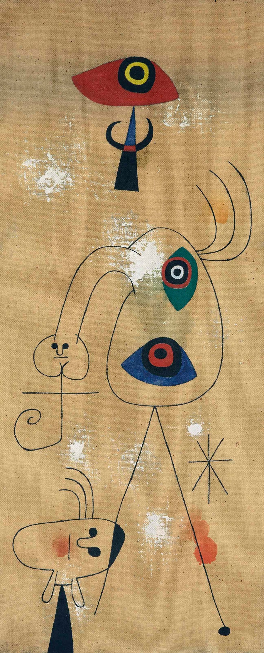 Femmes et oiseaux dans la nuit by Joan Miró - Artvee