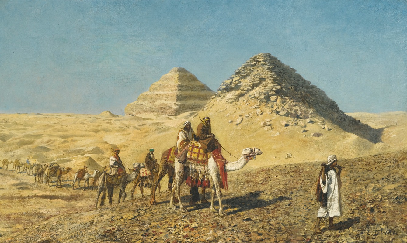 Edwin Lord Weeks - Camel Caravan Amid The Pyramids, Egypt