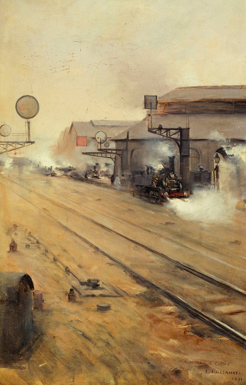 Ernest Jean delahaye - La remise des locomotives aux Batignolles