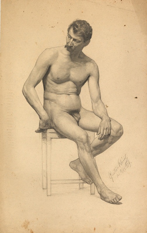 Gustav Klimt - Sitzender männlicher Akt