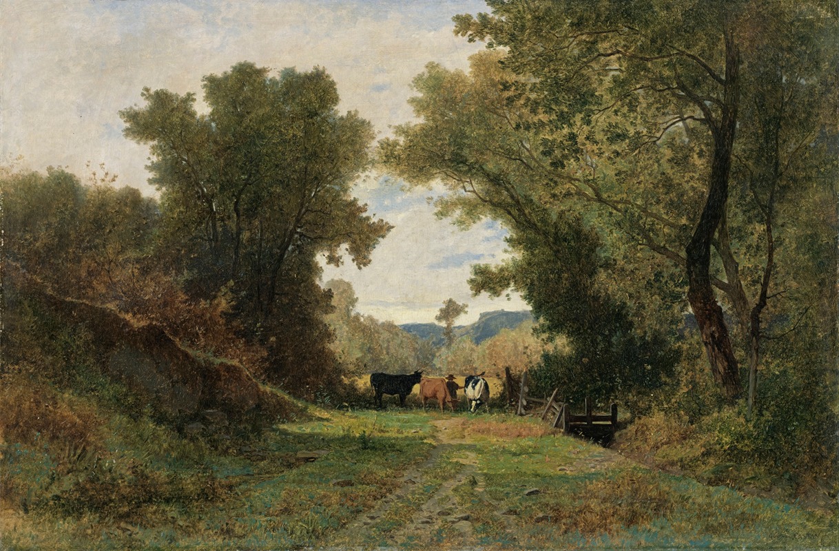 Gustave Castan - Landscape With Shepherd And Cattle