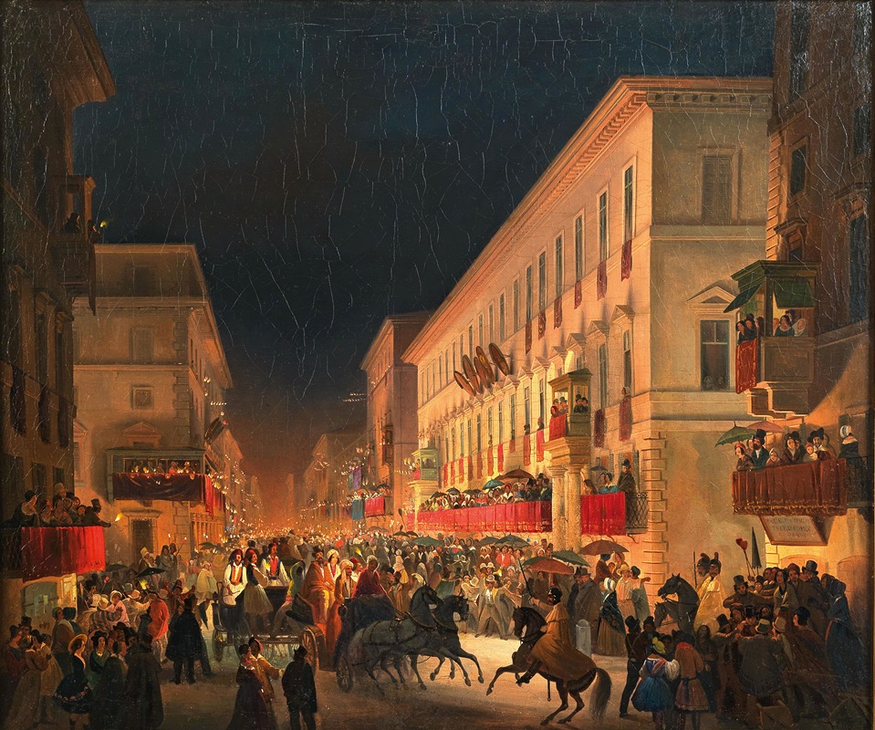 Ippolito Caffi - Carnival In Rome, The Feast Of Moccoletti