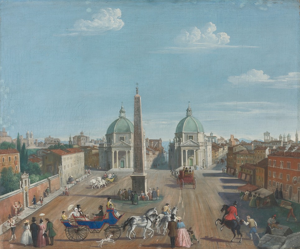 Italian School - Rome, A View Of The Piazza Del Popolo