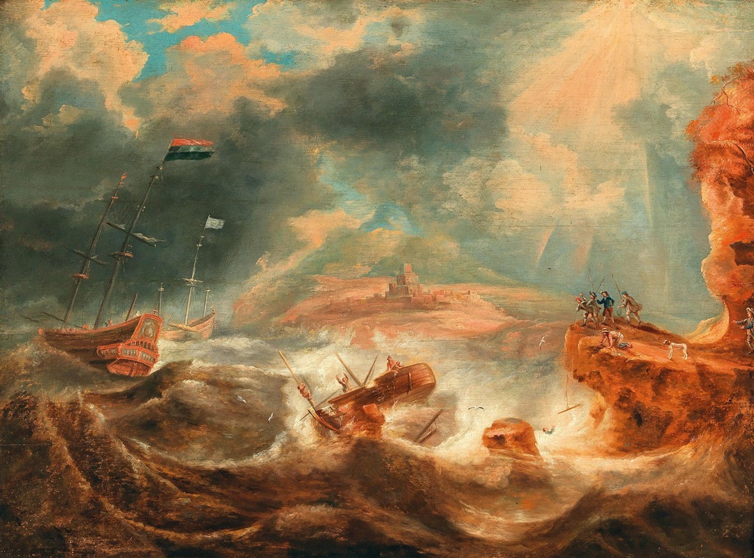 Jan Peeters the elder - A Shipwreck Off A Rocky Coast
