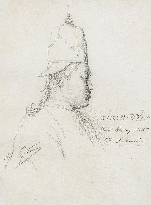 Jean-Léon Gérôme - Study of the Third Siamese Ambassador from Reception of the Ambassadors from Siam at The Chateau de Fontainbleau