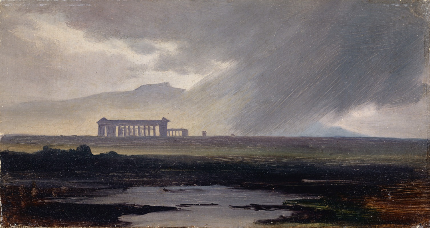 Johann Jakob Frey - The Temples At Paestum In The Rain