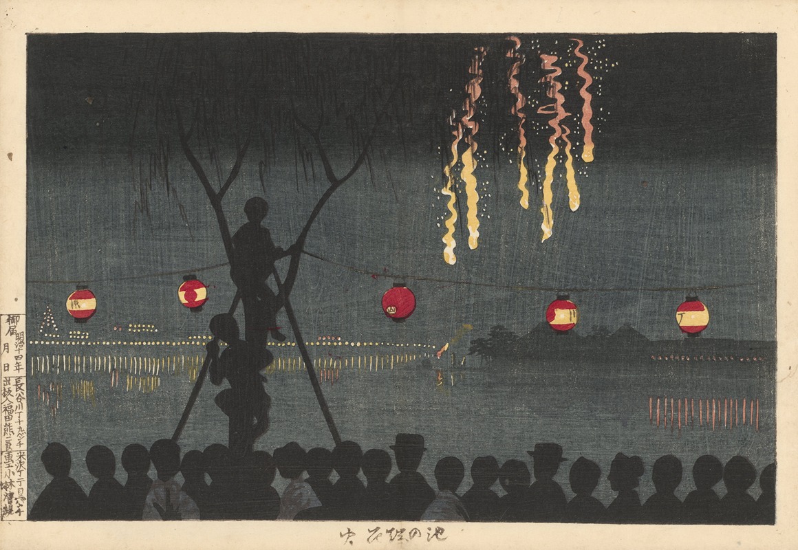 Kobayashi Kiyochika - Fireworks At Ikenohata