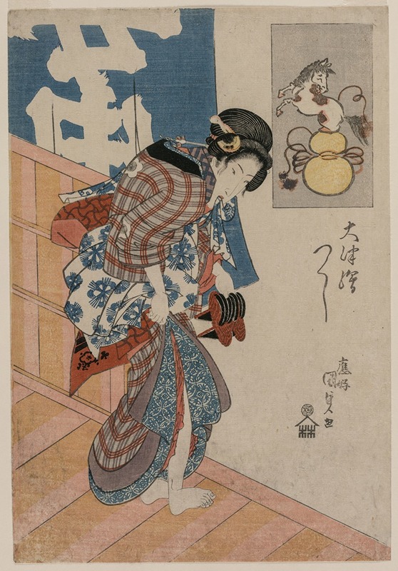Utagawa Kunisada (Toyokuni III) - Woman Leaving a Bath House (from the series Pictures from Otsu)