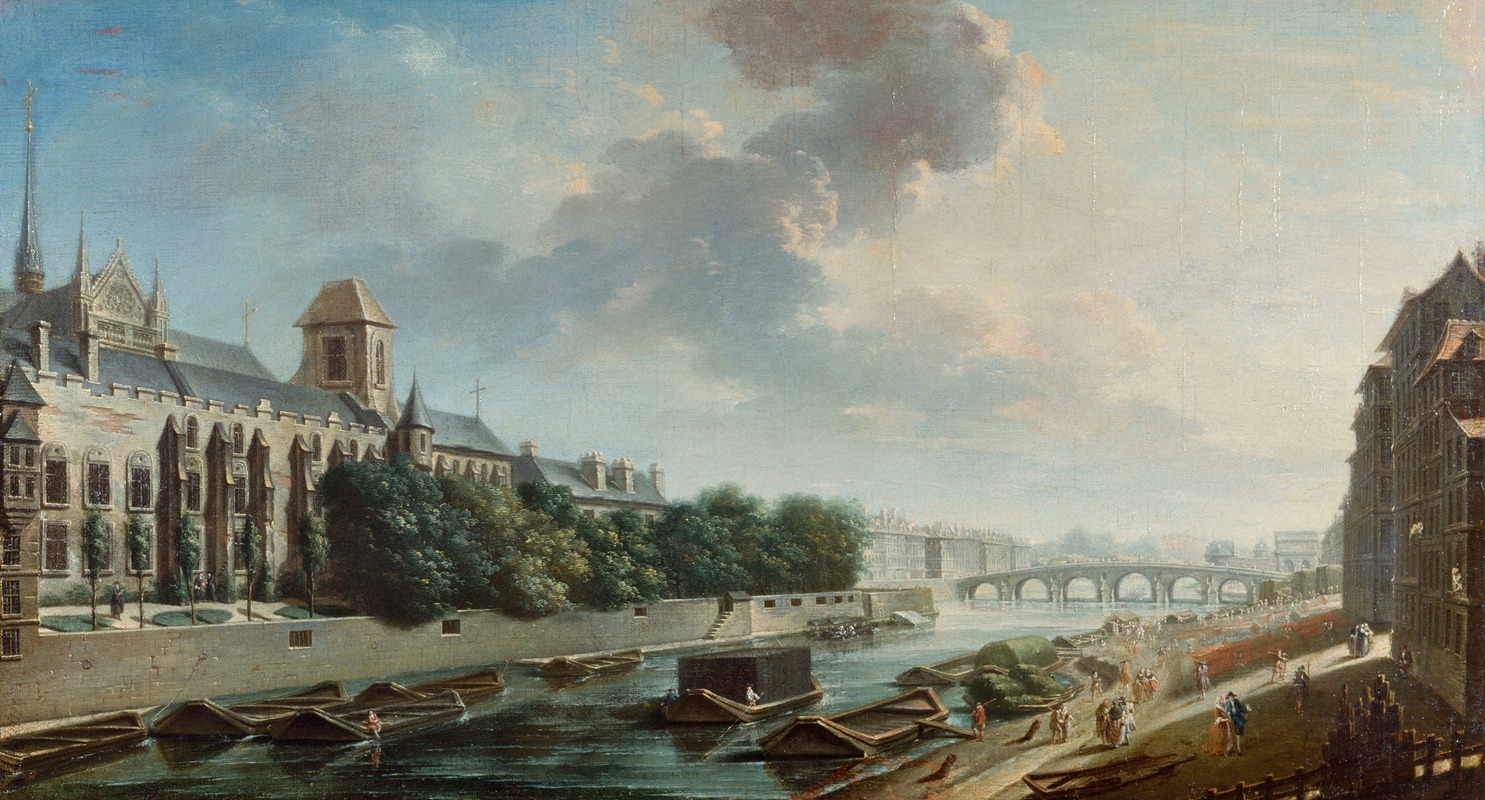 Nicolas Jean-Baptiste Raguenet - Le Palais de l’archevêché, vue de la rive gauche