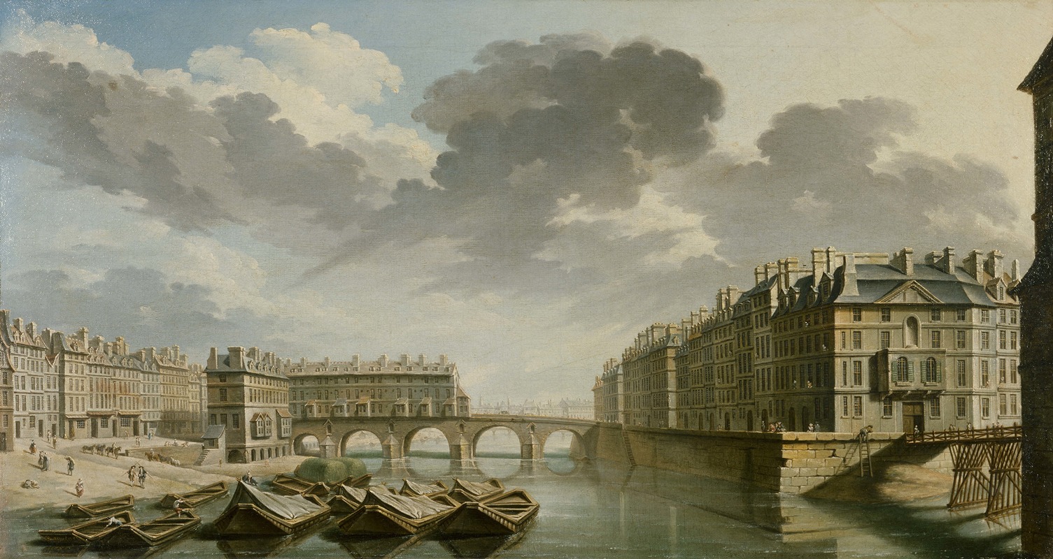 Nicolas Jean-Baptiste Raguenet - Le Quai des Ormes (actuel quai de l’Hôtel de Ville), le pont Marie et l’île Saint-Louis