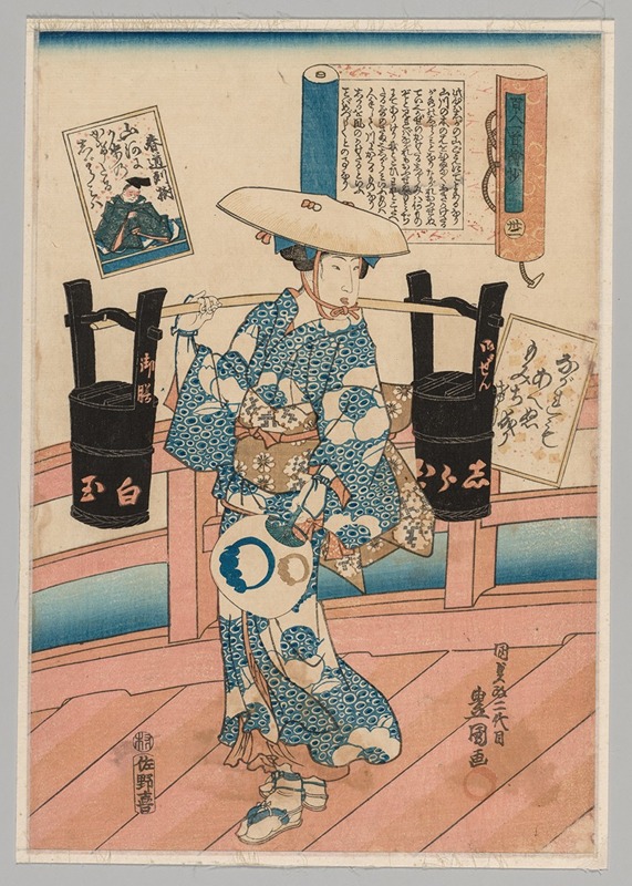Utagawa Kunisada (Toyokuni III) - Harumichi no Tsuraki from the series A Pictorial Commentary on One Hundred Poems by One Hundred Poets, no. 31