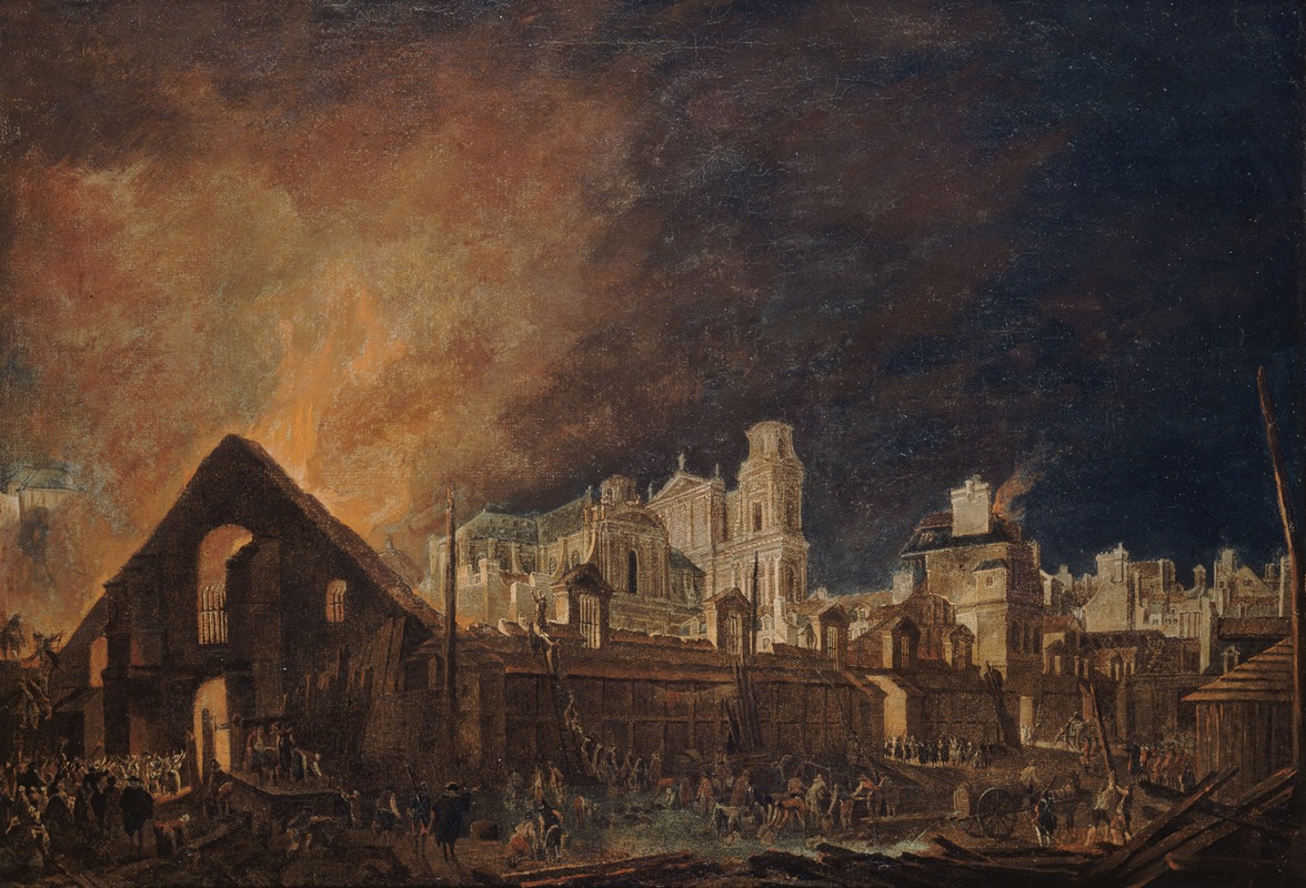 Pierre-Antoine Demachy - La Foire Saint-Germain pendant l’incendie (nuit du 16 au 17 mars 1762)