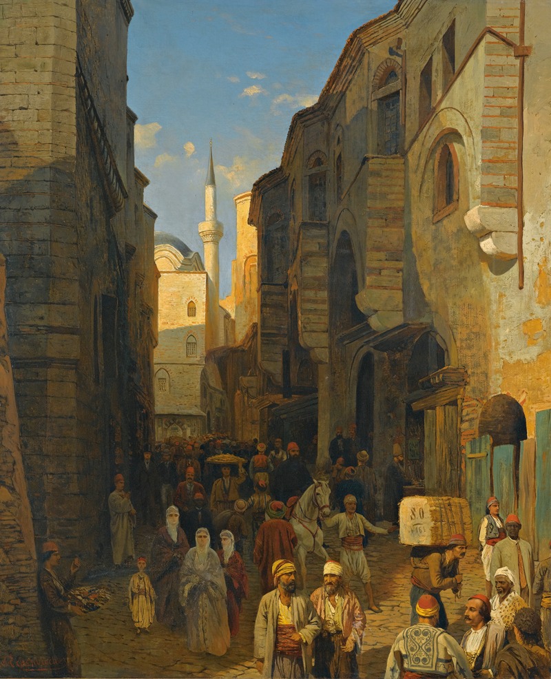 Themistokles Von Eckenbrecher - A Busy Street In Tangiers