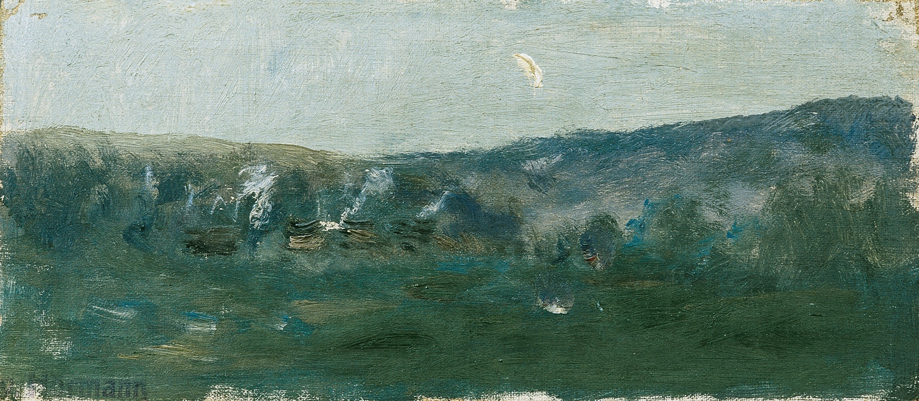 Theodor Von Hörmann - Hügellandschaft Mit Mondsichel