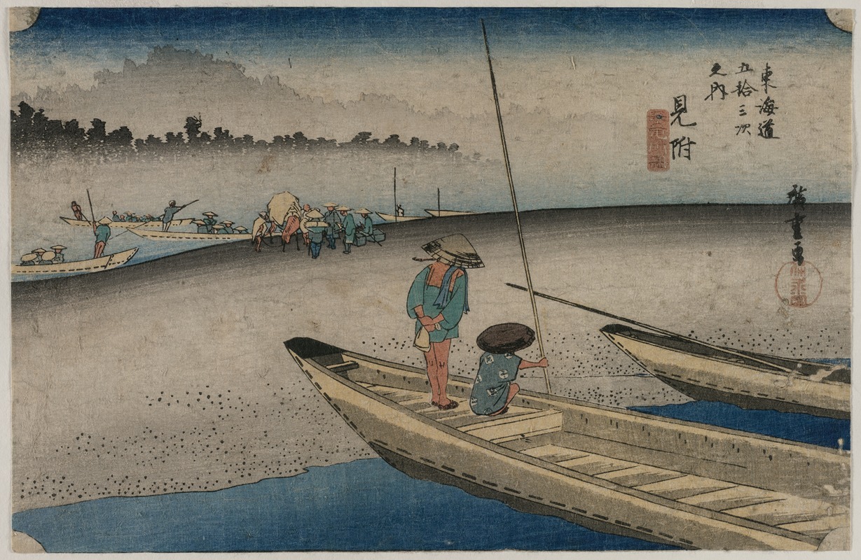 Andō Hiroshige - Picture of the Tenryu River near Mitsuke (Station 29), from the series Fifty-Three Stations of the Tokaido