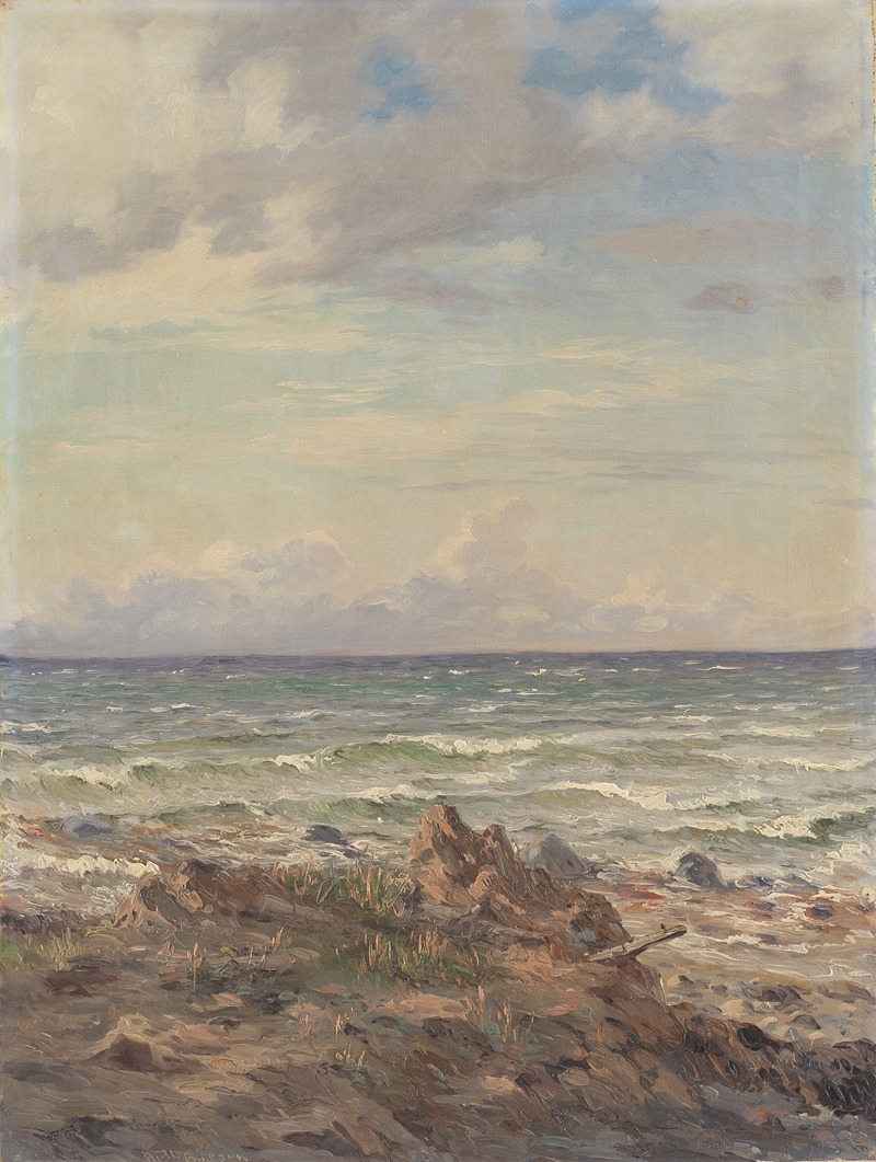 August Wilhelm Boesen - Kystparti med stenet strand