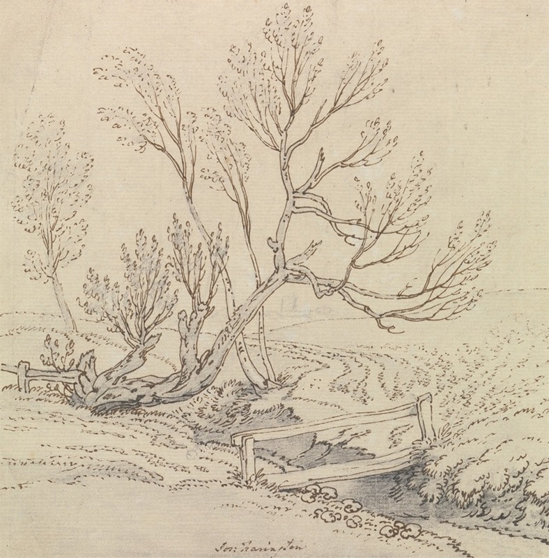 Joseph Farington - Footbridge Over a Stream Near a Willow Tree