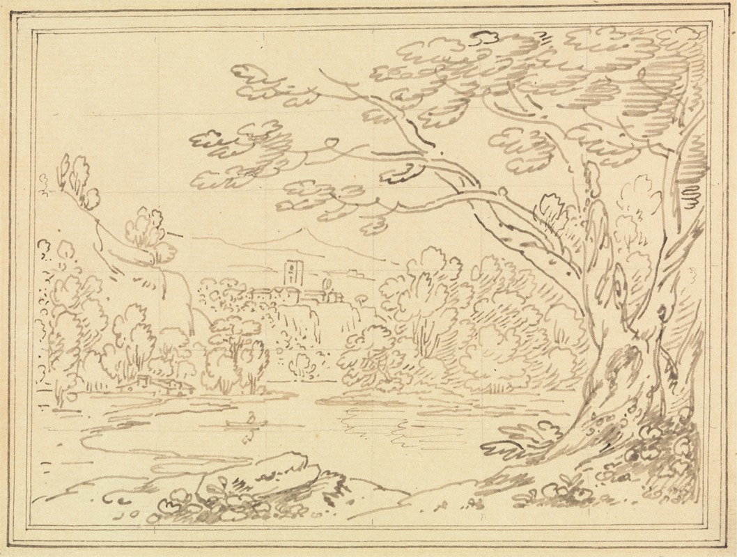 Joseph Farington - Landscape with Trees by a Lake